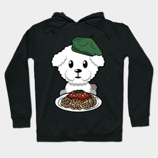 Cute furry dog eating spaghetti Hoodie